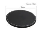 6pcs Coasters PU Leather Coasters Cup Mat Placemat Table Mat for Drinks with Holder Protect Your Furniture from Stains (Black)