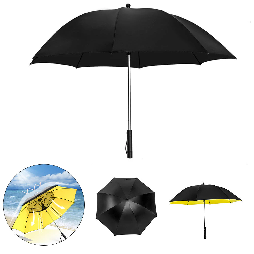 Sun Protection Parasol Foldable Fan Beach Umbrella - Yellow