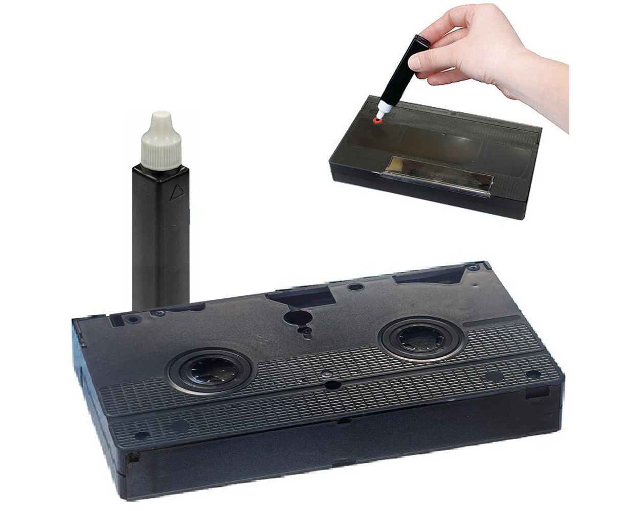 Video Head Cleaner Tape Cassette Wet System VCR VHS Player & Cleaning Fluid