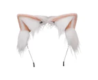 Animal Ears Cute Plush Cat Ears Hair Clip Headdress Halloween Costume Party Accessories, pink white