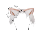 Animal Ears Cute Plush Cat Ears Hair Clip Headdress Halloween Costume Party Accessories, pink white
