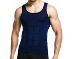 Men's Slimming Shapewear Vest Abdomen Body Shaper Compression Shirts for Men-Navy