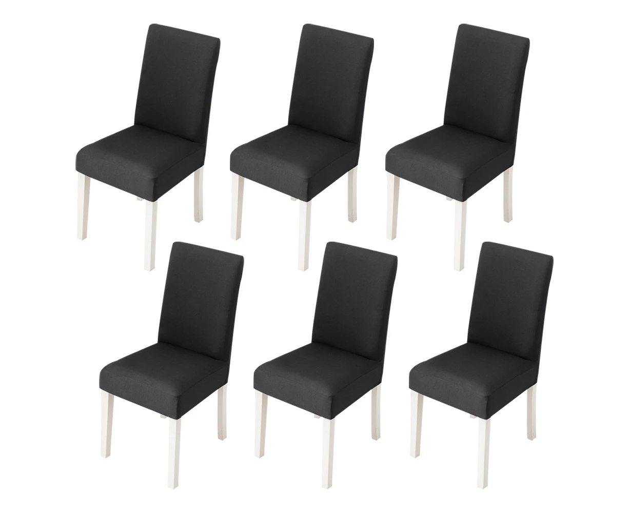 6Pcs Stretch Dining Chair Slipcovers, Removable Washable Soft Spandex Chair Covers For Kitchen Hotel Table Banquet,Black