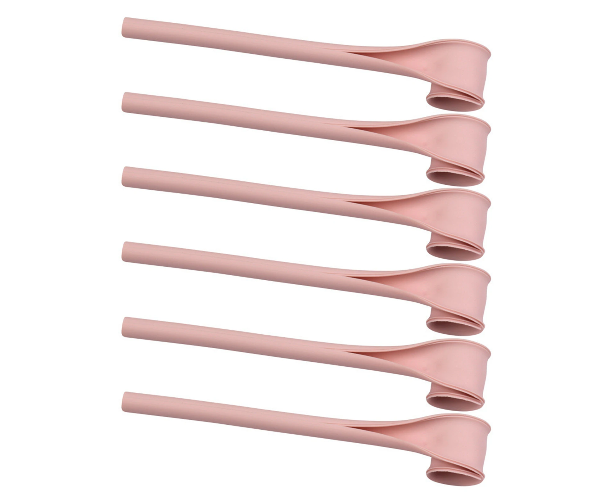 6Pcs/Set Fashion Straws Eco-friendly No Smell Silicone - Pink