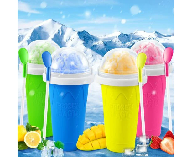 Slushie Maker Cup Quick Frozen Magic Squeeze Smoothies Milkshake Cup Cooling Cup Green