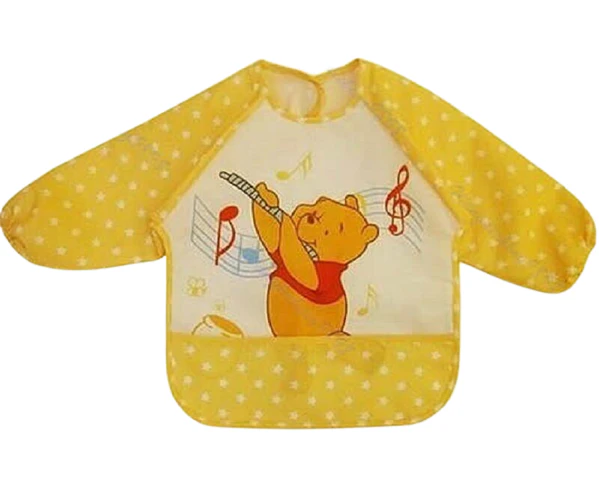 Children Baby Kids Toddler Waterproof Long Sleeve Art Smock Feeding Bib Apron - Yellow