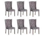 vidaXL Dining Chairs 6 pcs Grey Velvet