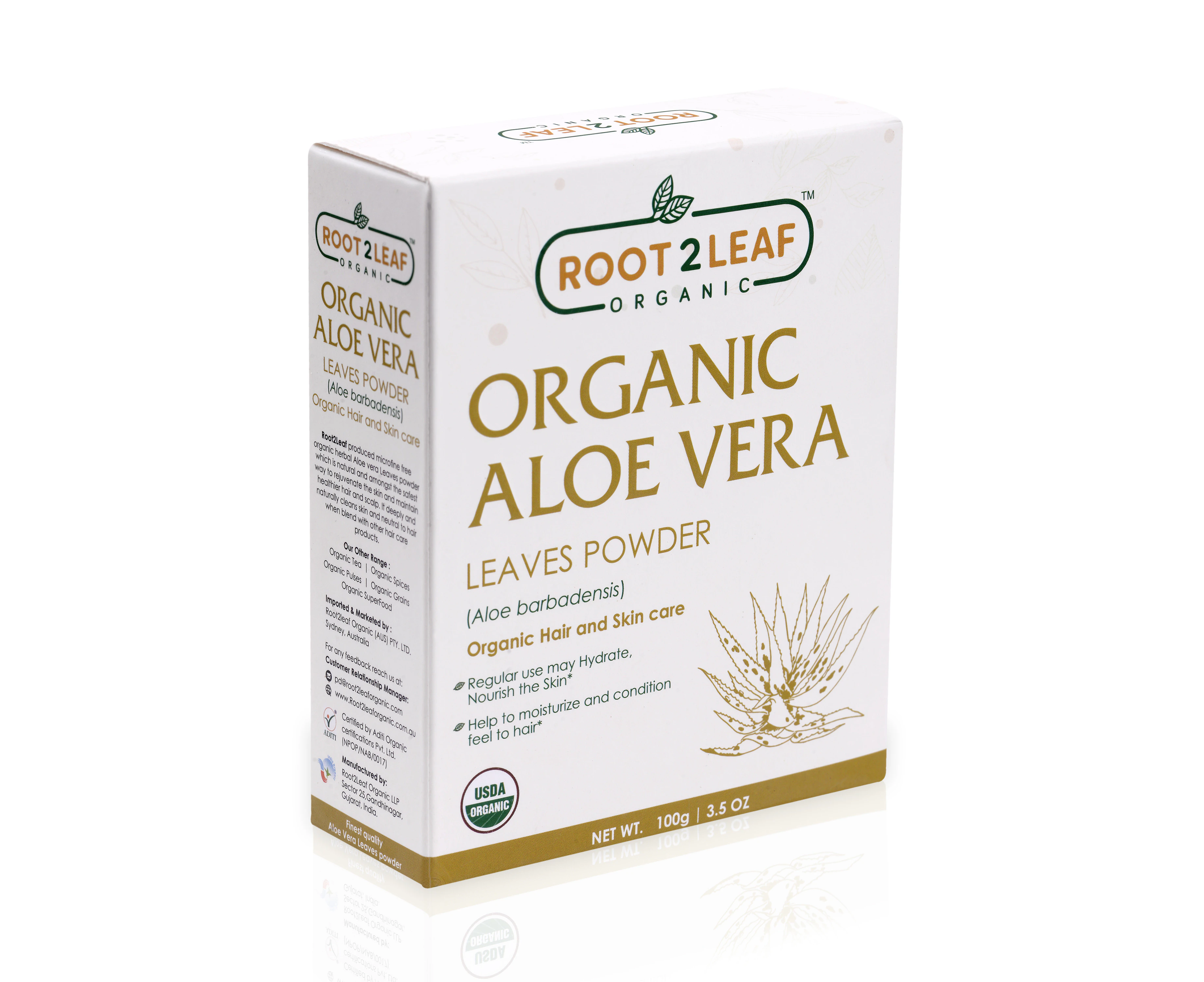 Organic Aloe Vera Leaves Powder 100g by Root2Leaf Organic