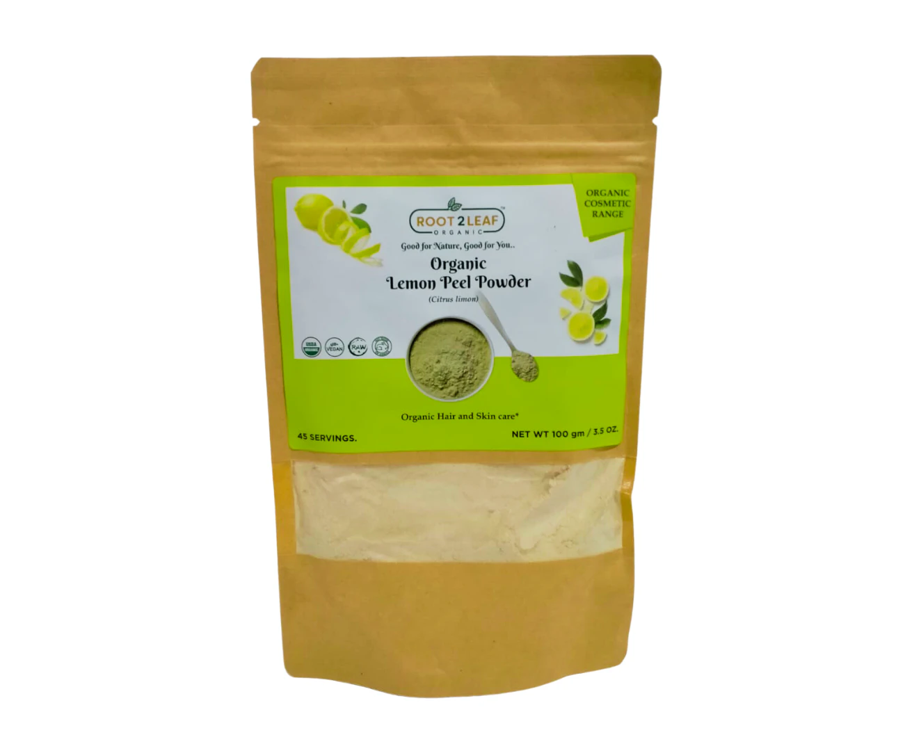 Organic Lemon Peel Powder 100g By Root2Leaf Organic