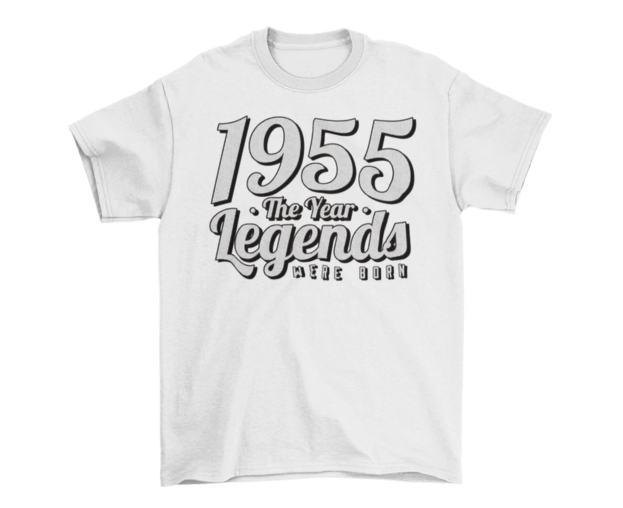 1955 Legends Lettering Tee Shirt - Vintage Classic Car Design T-Shirt - Clear