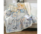 Throws Kids Size: 130cm x 150cm Fantasy Art Sky Blue Fairy and Butterflies