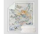 Throws Kids Size: 130cm x 150cm Fantasy Art Sky Blue Fairy and Butterflies