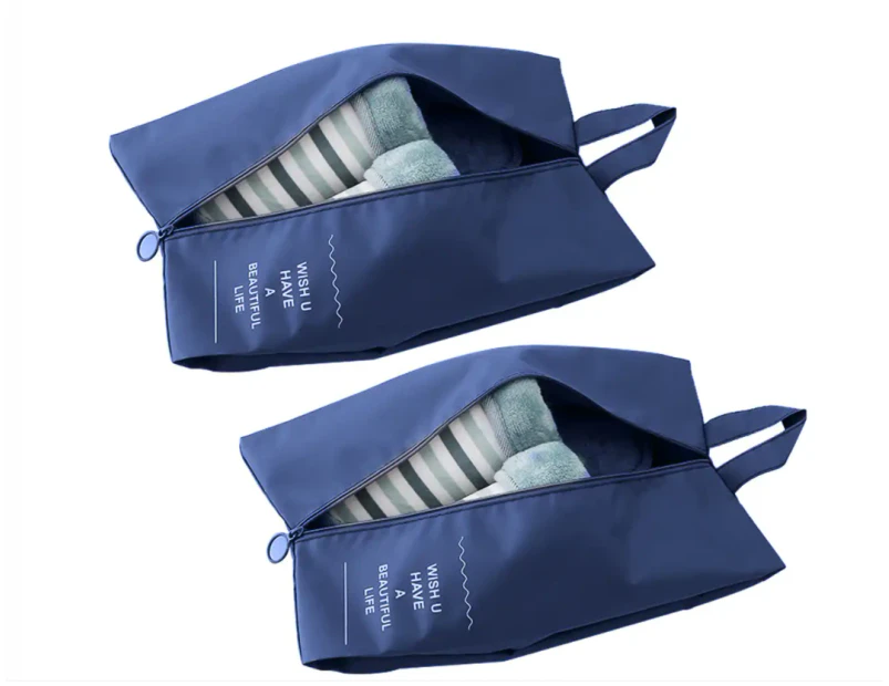 2Pcs Travel Shoe Storage Bag Waterproof Shoes Organizer Holder Blue