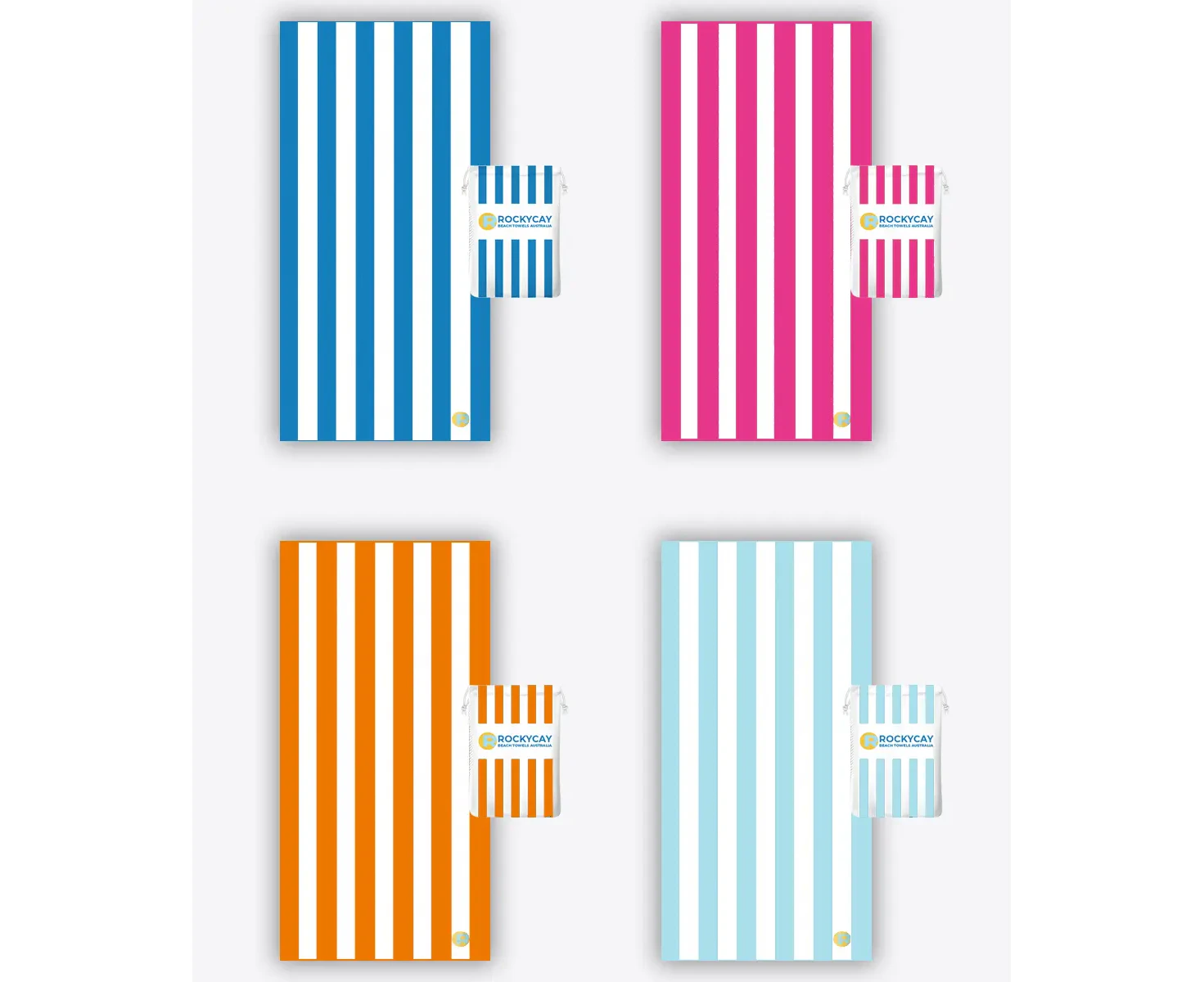 Sand Free Beach Towel Pack of 4 | Quick Drying & Lightweight | Rockycay | Blue, Fuchsia, Orange, Sky Blue