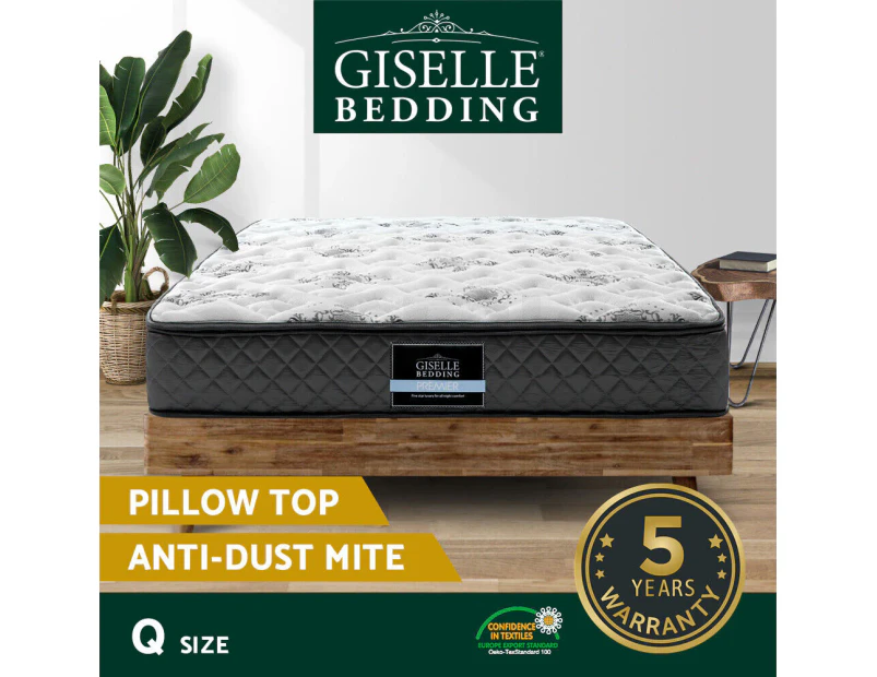 Giselle Bedding QUEEN Size Bed Mattress Pillow Top Foam Bonnell Spring 24CM