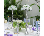 Gold/ Silver/White Metal Candle Holders Flower Vase Candlestick Centerpieces Road Lead Wedding Party Home Table Event Decoration—small sliver
