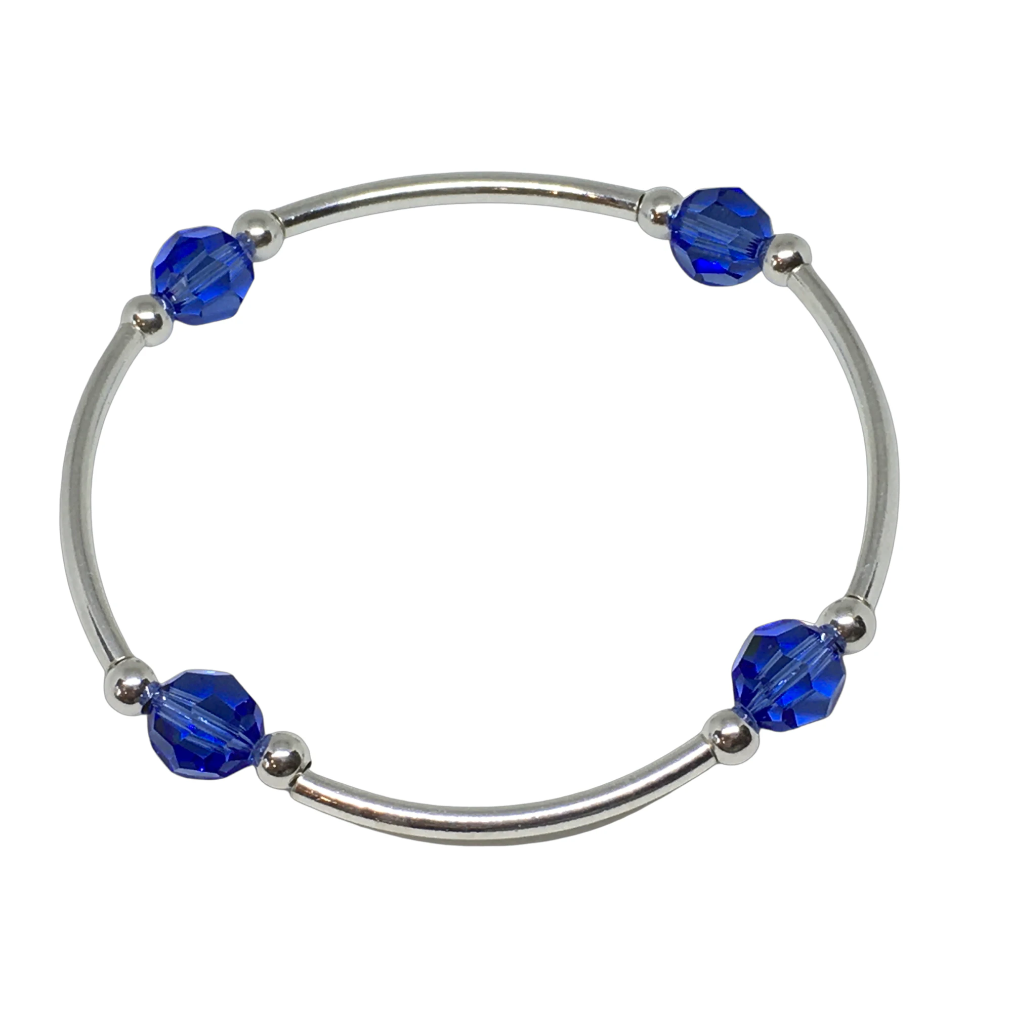 September SAPPHIRE  Birthstone Bracelet - Swarovski Crystal - 8mm - Sterling Silver