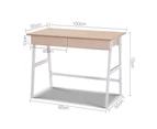 Office Furniture Metal Desk with Drawer - White with Oak Top