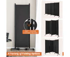 4-Panel Folding Room Divider Rolling Privacy Screen Lockable Wheels Black