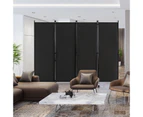 4-Panel Folding Room Divider Rolling Privacy Screen Lockable Wheels Black