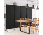 4-Panel Folding Room Divider Rolling Privacy Screen Lockable Wheels Black