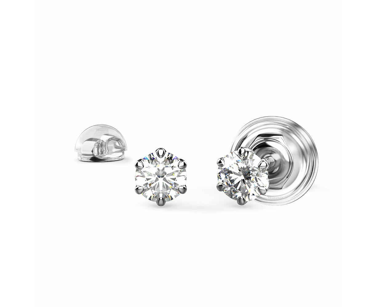 0.1ct Starlit Solitaire Diamond Stud Earrings Encased in 18k White Gold