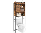 Over-The-Toilet Storage Cabinet Shelf 4-Tier Bathroom Organizer w/Sliding Door Coffee