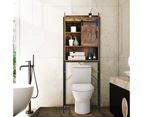 Over-The-Toilet Storage Cabinet Shelf 4-Tier Bathroom Organizer w/Sliding Door Coffee