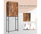 Over-The-Toilet Storage Cabinet Shelf 4-Tier Bathroom Organizer w/Sliding Door Coffee