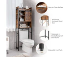 Over-The-Toilet Storage Cabinet Shelf 4-Tier Bathroom Organizer w/Sliding Door Coffee