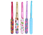 5Pcs Crochet Hooks Ergonomic Design Floral Print Convenient Practical Comfortable Hand Feel Knitting Supplies