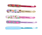 5Pcs Crochet Hooks Ergonomic Design Floral Print Convenient Practical Comfortable Hand Feel Knitting Supplies