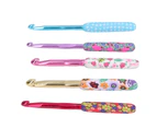 5Pcs Crochet Hooks Ergonomic Design Floral Print Convenient Practical Comfortable Hand Feel Knitting Supplies