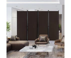 4-Panel Folding Room Divider Rolling Privacy Screen Lockable Wheels Brown