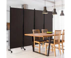 4-Panel Folding Room Divider Rolling Privacy Screen Lockable Wheels Brown