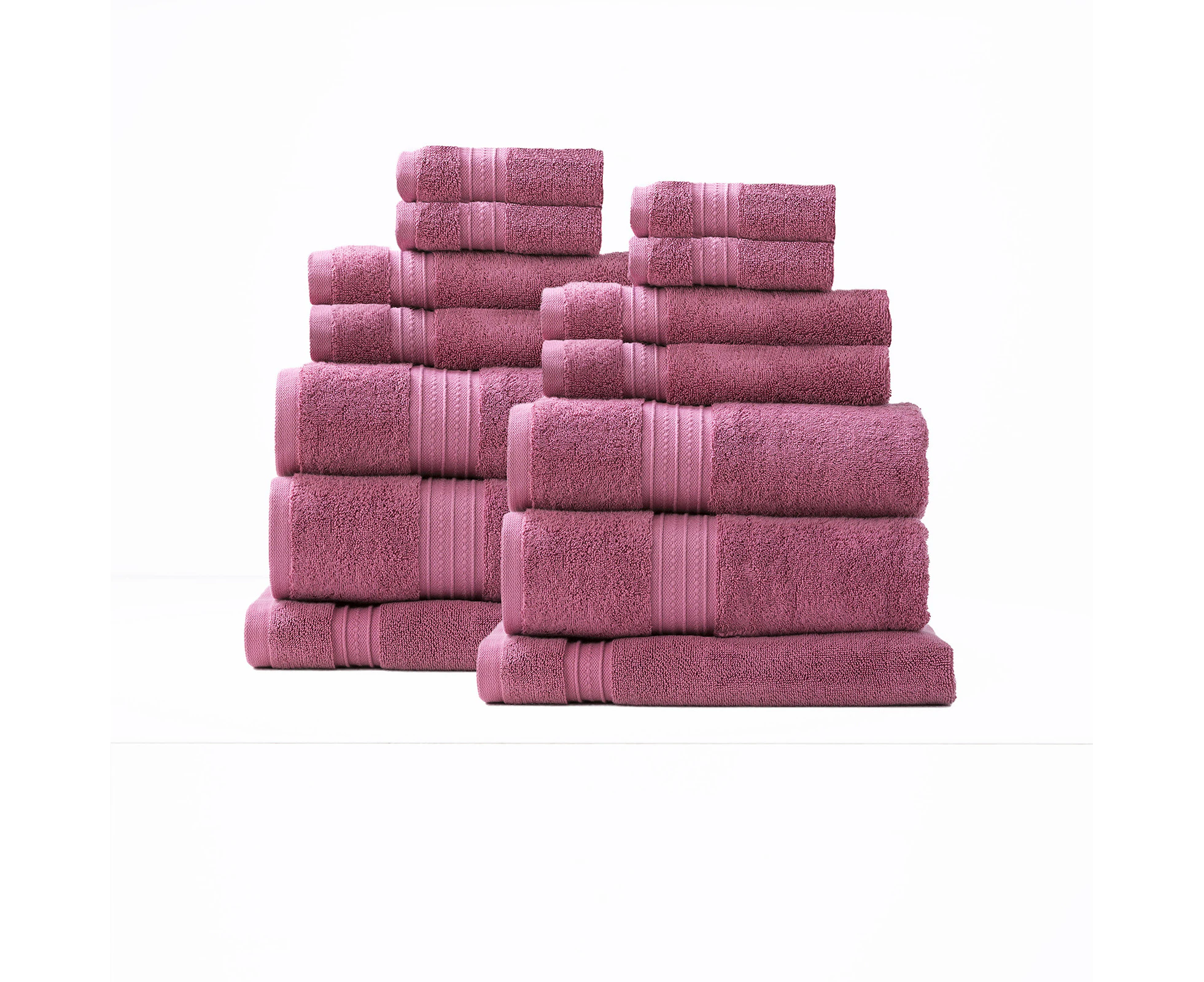 Renee Taylor 14 Piece Brentwood Towel Set 650 GSM Quick Dry Rosebud By Cloudlinen