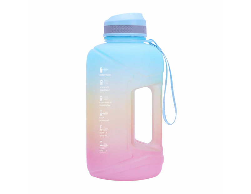 3.8L Water Bottle Motivational Drink With Time Markings BPA Free Blue & Pink