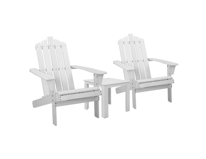 Outdoor Sun Lounge Beach Chairs Table Setting Wooden Adirondack Patio Chair White