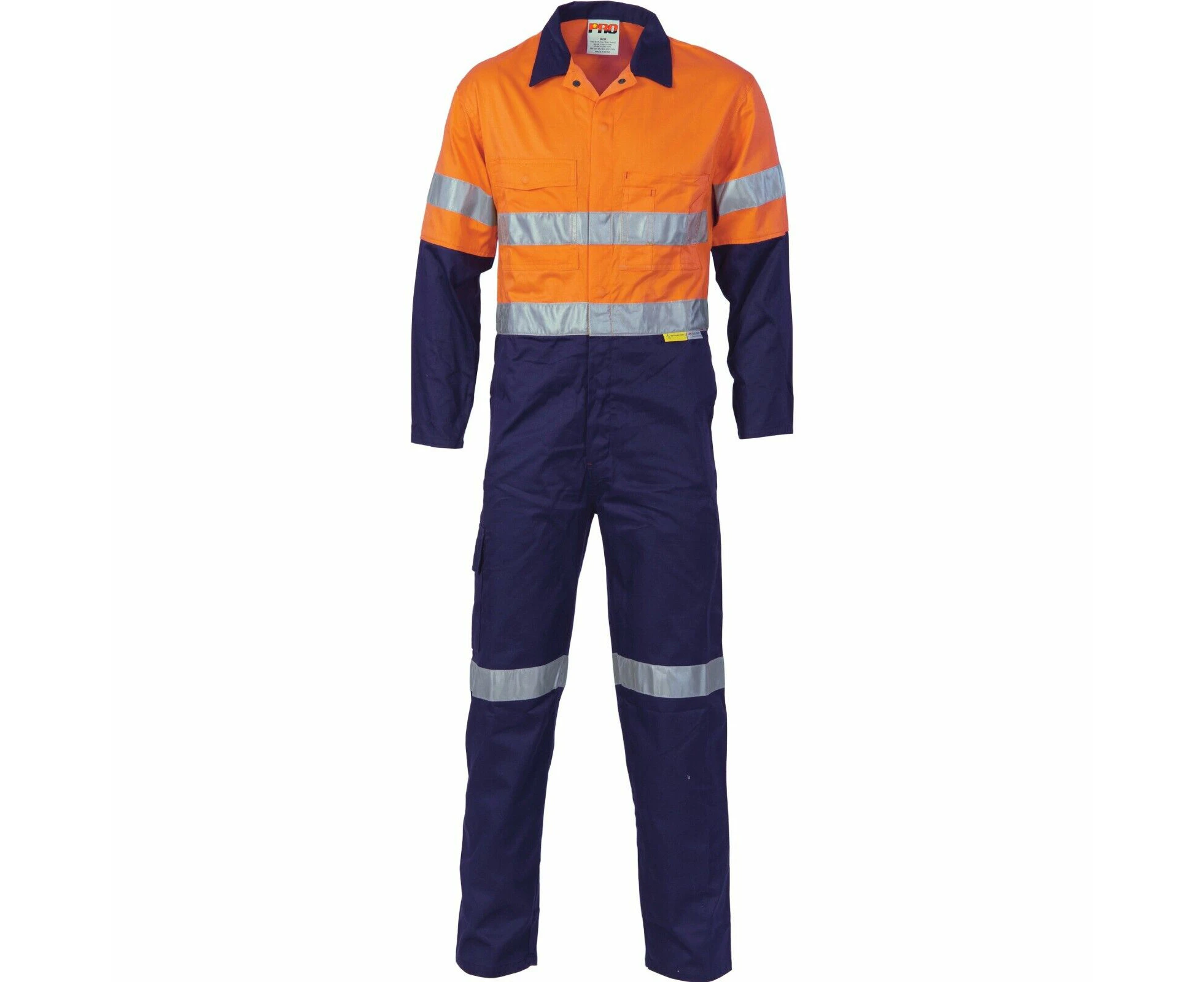 PRO HiVis two tone L.Weight Cott on Coverall with 3M R/Tape  - Orange