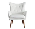HLIVING Velvet Accent Chair, Modern Tufted Button Wingback Armchair, Upholstered Tall Back Desk Chair with Solid Wood Legs for Living Room Bedroom
