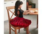 Dadawen Toddler Girls Layered Tutu Skirt Solid Color Mesh Princess Ballet Dance Dress-RedStar