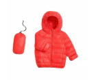 Dadawen Baby Boys Girls Hooded Winter Lightweight Down Jacket Packable Down Coat-Red