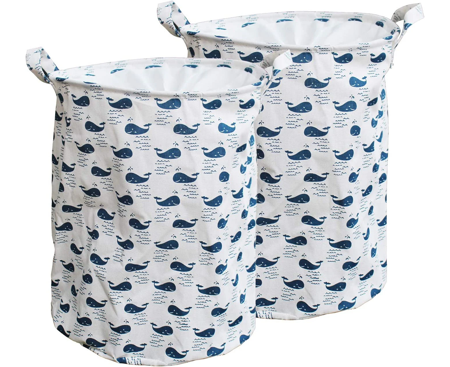 Little Whale Laundry Hamper Set of 2 Collapsible Fabric Laundry Hamper Dirty Laundry Hamper