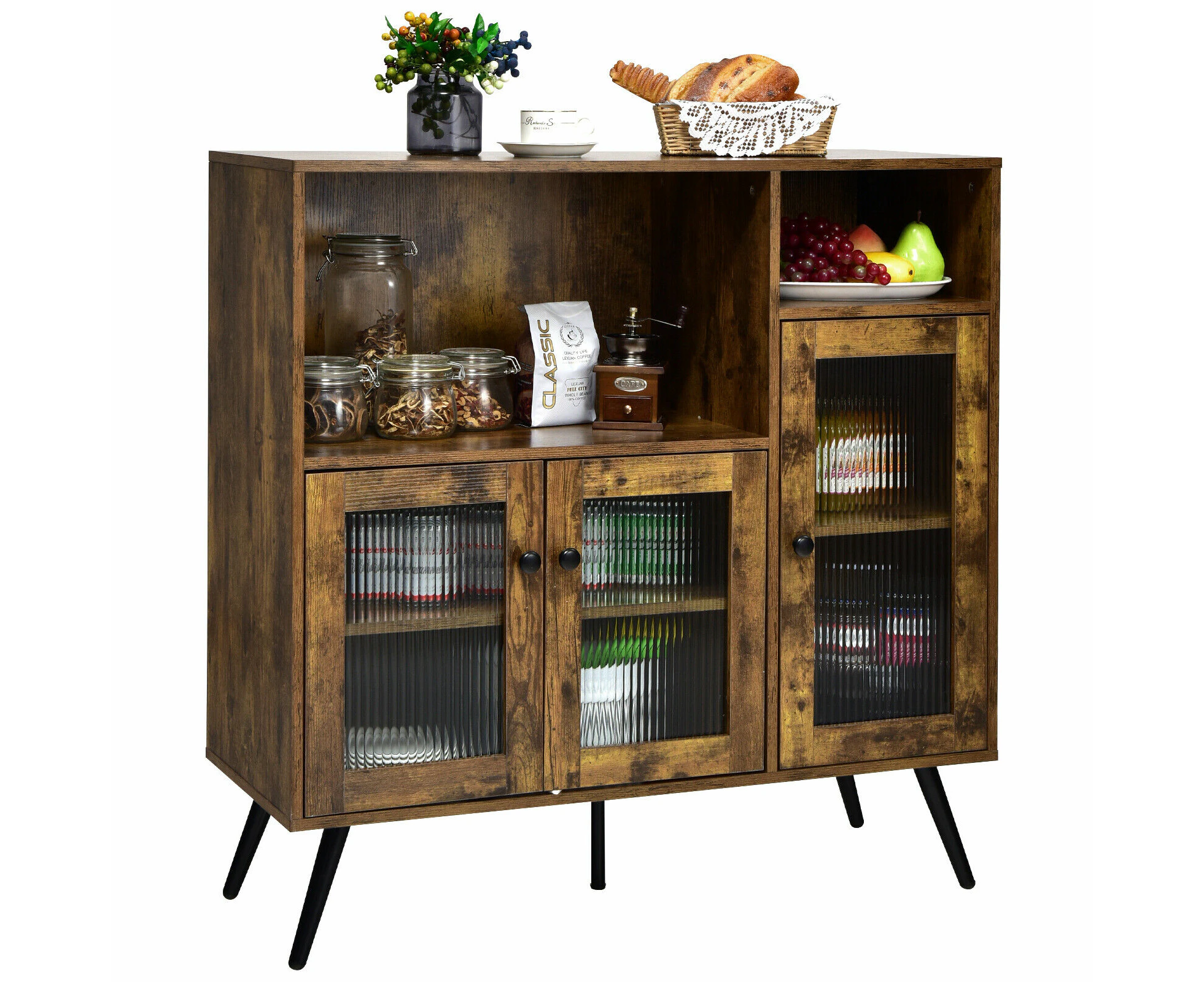 Rustic Brown wooden kitchen storage cabinet