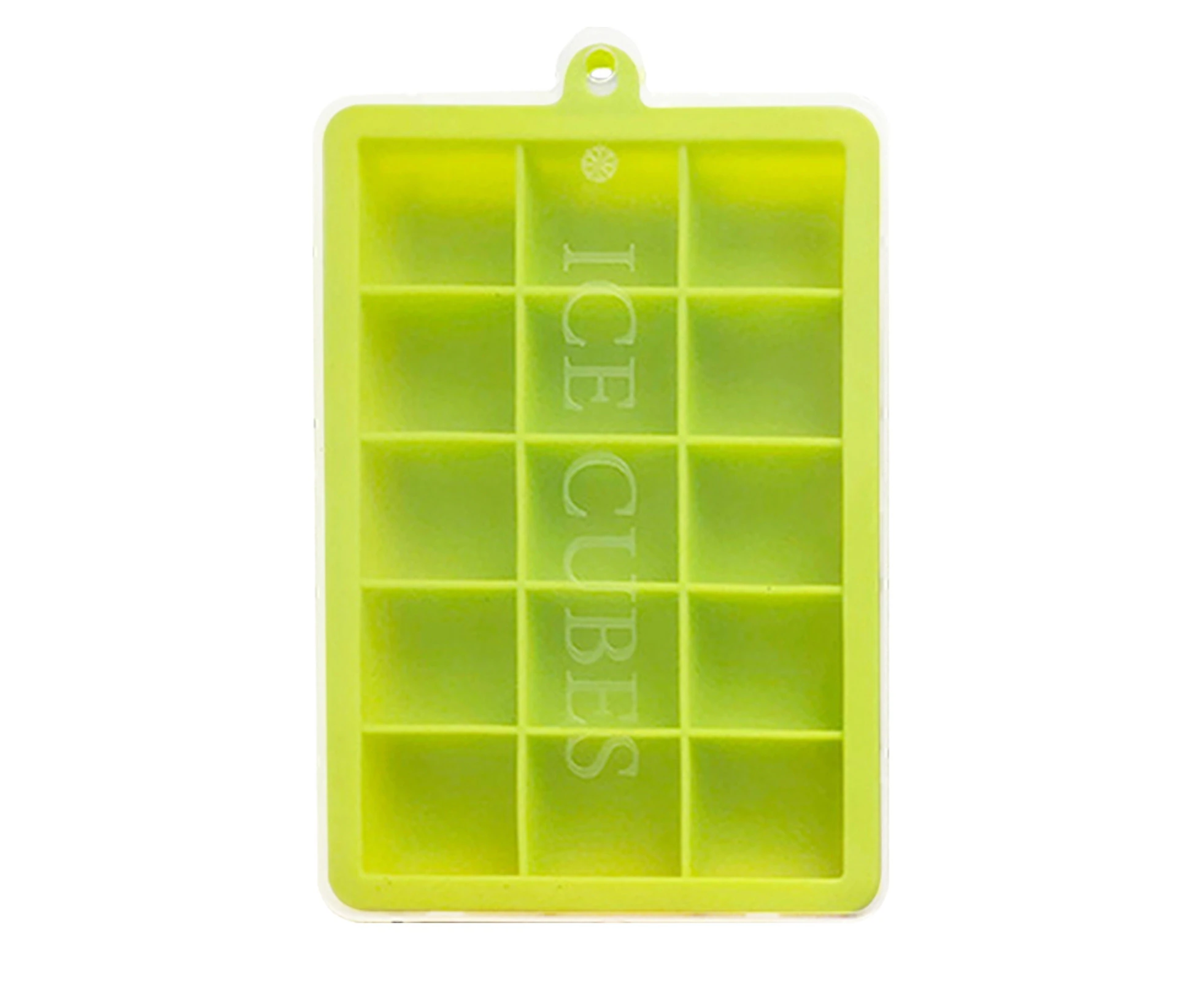 Silicone Ice Tray Mold Reusable Food Grade Undeformed Storage 15-cavity Ice Cubes Accessory Mold for Home-Green