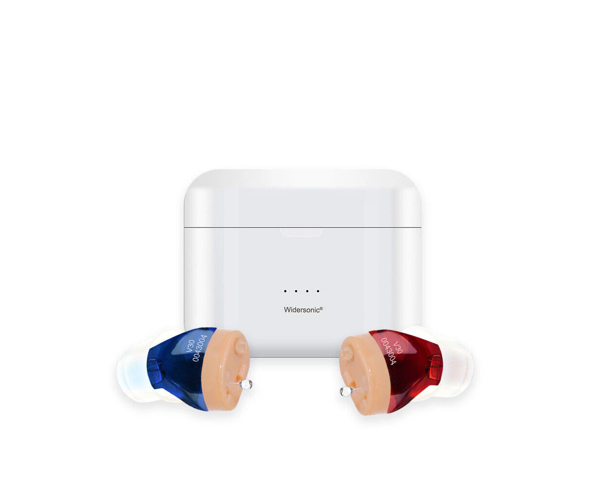 Rechargeable Invisible Hearing Aid Mini Wireless Sound Voice Amplifier Ear Aids Blue and Red