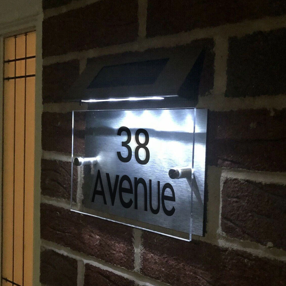 Stainless Steel Solar Powered House Number Plate