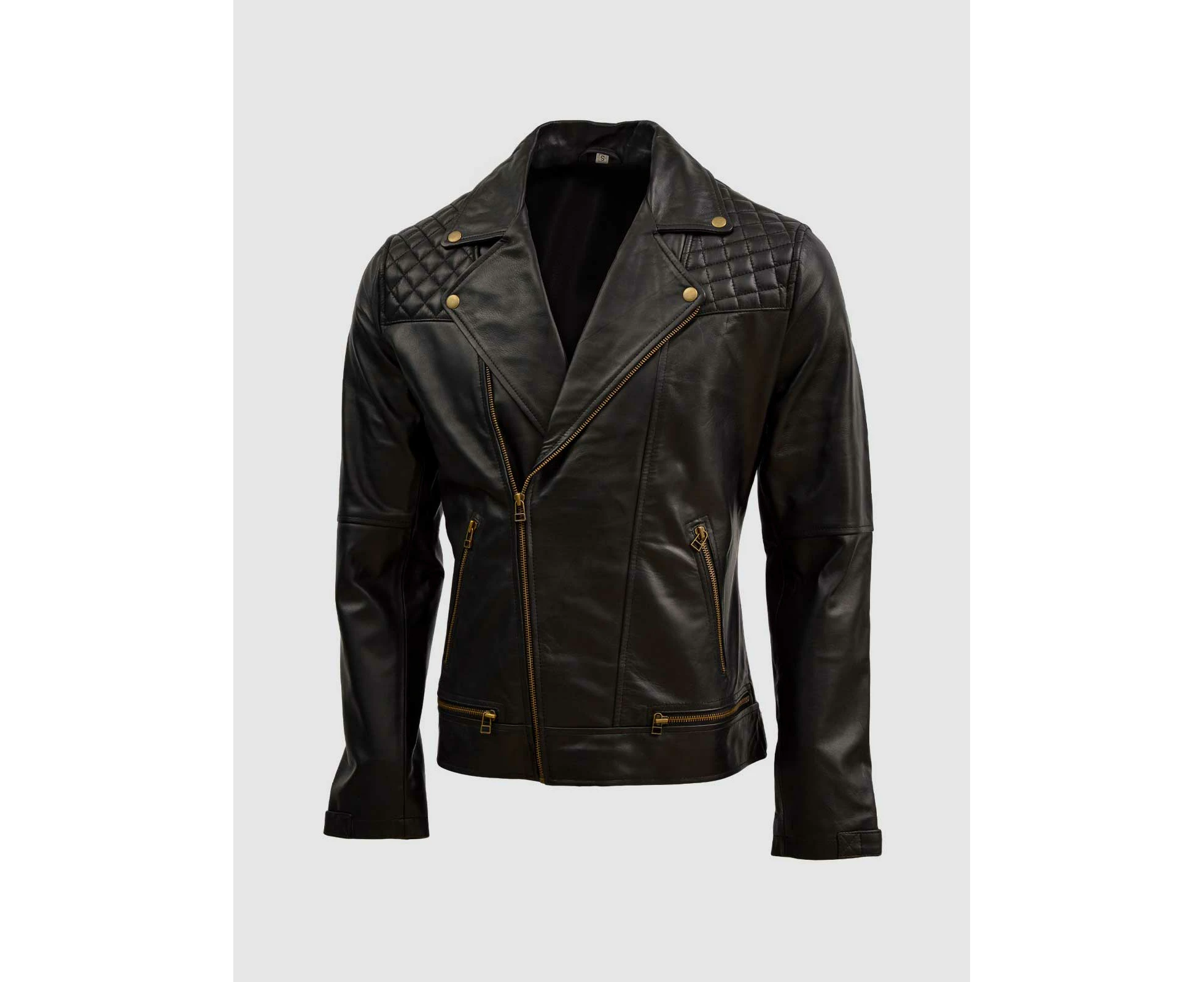 Men's Soft Sheep Black Leather Quilted Jacket