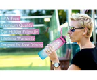 1L sports water bottle, leak proof drinking water bottle, pink and blue, with time mark and straw, suitable for fitness and outdoor enthusiasts