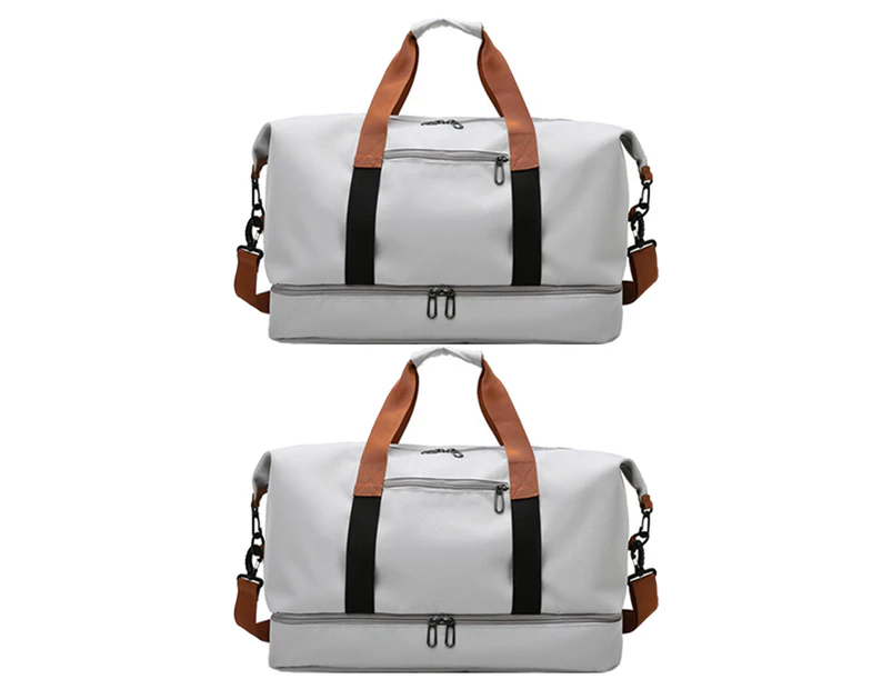 2Pcs Sport Duffel Bag Large Capacity Collapsible Travel Bag Duffel Bag-Gray